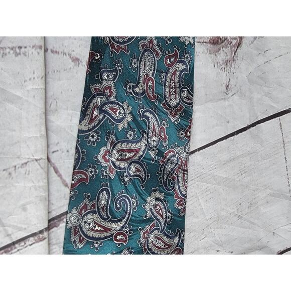 Johnathan Craig Men's Neck Tie Teal Paisley Pattern Classic Silk Blend Vintage - Picture 5 of 8